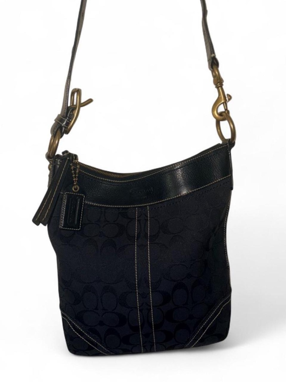 Coach Black Signature Canvas Crossbody Shoulder Bag